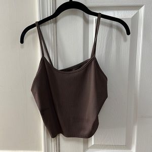 Brown ribbed tank top